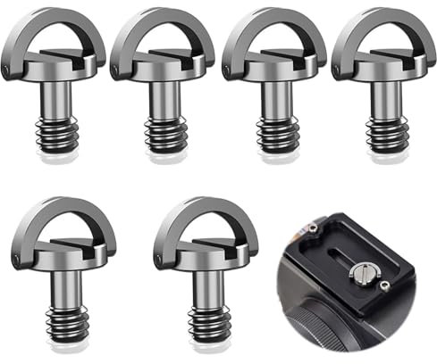 6 PCS 1/4 Camera Screws, Camera Mounting Screw D-Ring Screws Tripod Screw Caps for Camera Screw, Monopod, Tripod, Quick Release Plate