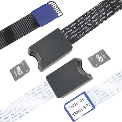 Youmile 2 pcs Micro SD to Micro SD Card Extension Cable Reader Adapter Soft Flat FPC Extender Cable 46~48 cm Black and White Car SD external card reader