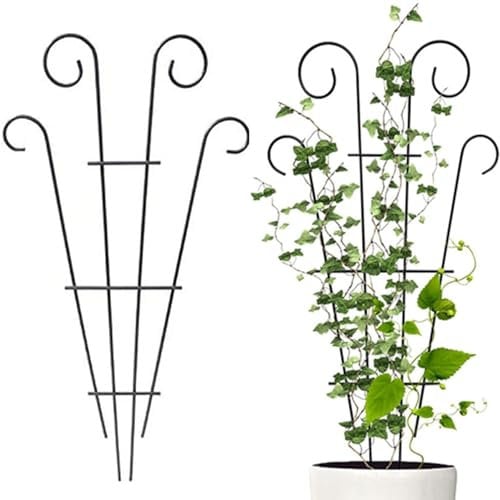 Piccolo traliccio per piante in vaso, 2 pezzi griglia per piante rampicanti | Griglia da giardino in metallo per esterni per piante da interno, fiori, edera