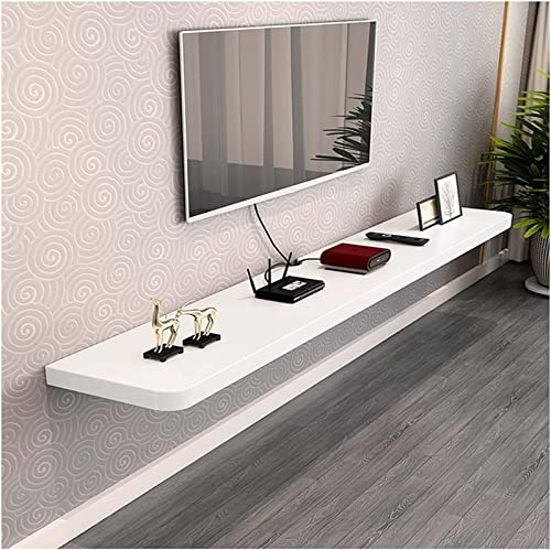 FGDIUCVN Wall Mounted Table Integrated Bookshelf Storage Shelf Space Saving Home Tv Cabinet Hanging Table Bookcase on The Wall with Threading Hole,Beacapacity 50Kg/White/120 * 23 * 5Cm