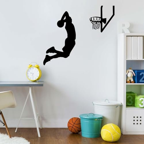 X-BLTU Basketball Wandtattoo, Basketball Sport Spieler Dunk Wandaufkleber 61x51cm, Inspirierende Wandsticker Wanddeko für Schlafzimmer, Jungen, Kinderzimmer, Jugendzimmer, Spielzimmer,Wohnzimmer Deko