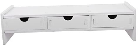 Monitorständer Schreibtisch mit Laptop-Halterung und Höhenversteller, weißer Schreibtischnizer für Büro, Desktop-Monitorregal und Bildschirmregal