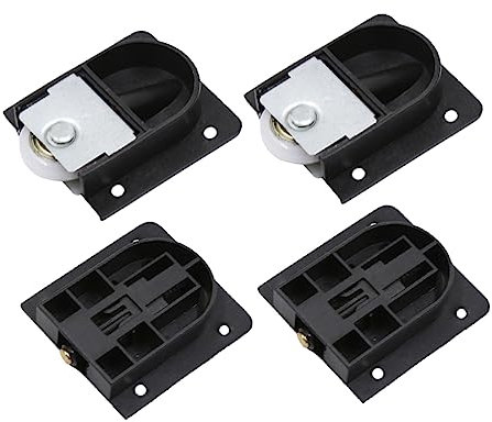 UKCOCO 2 Set Ruota Per Ante Scorrevoli Dell'armadio Porta A Zanzariera Finestra Maniglia Il Rulli Maniglie Delle Porte Fermo Box Auto Schermo Serrature Plastica Black 4 Pezzi * 2