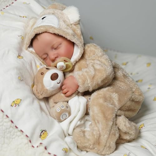 TKYFOYS Lebensechte Reborn-Babypuppen Junge 18 Zoll Realistische - Neugeborenes Baby mit weichem Stoffkörper Handgefertigte echte Babypuppen
