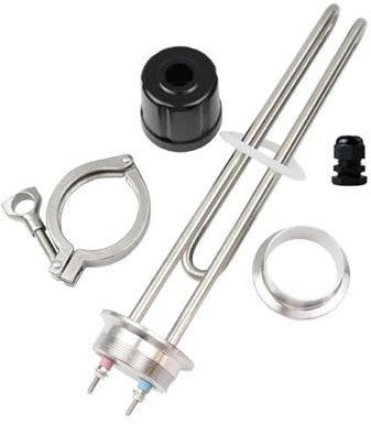EZAGBPJK OD64 2 Tri Clamp 220V 1200W Stainless Steel Immersion Heating Element for Water Boiler/Brewing perfection(Heater clamp Set)