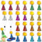 BOXOB 20st Mini Partyhüte für Stofftiere, Bunt Kleine Hund Katzen Geburtstagshüte Verstellbare Dinosaurier Spielfiguren Kegelhüte mit Pompons zum Basteln Puppenparty Dekoration Kostümzubehör