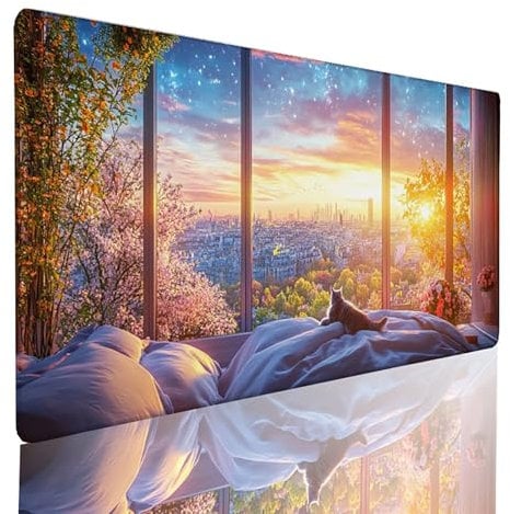 Yellow Mouse Mat Sunset Gaming Mouse Pad XXl 900x400x3mm, Extend Waterproof Mousepad Improved Precision And Speed, Desk Mat Non-Slip Rubber Base for Office Gamer Home HP-V
