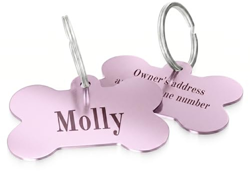 Charmify Dog Tags for Pets Engraved UK Prime – Personalisiertes Namensschild aus Knochen für Hunde | Individuelle tief gravierte Haustier-ID-Marke mit Telefon, Name und Adresse | langlebige