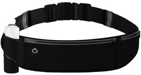 YISILINYX Ceinture Running Homme et Femme,Ceinture de Course avec Petit Porte - Bouteille d'eau,Étanche Réglable,Support de Téléphone 7.5 Convient pour Gym,Jogging,Randonnée(Noir)