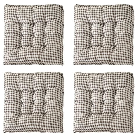 XJHKG Cojines Antideslizantes para Asiento de Cocina, Cojines Cuadrados para Silla de Comedor con Lazos, Juego de 4(B-20,30x30cm)