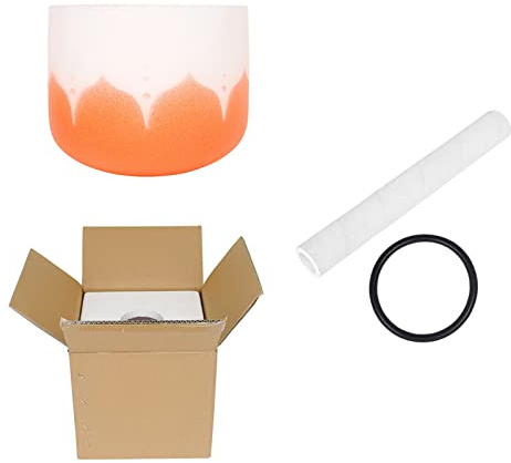 Designed Frosted Quartz Crystal Singing Bowls Sets 6 In / 7 In / 8 in with Leather and O-ring Included