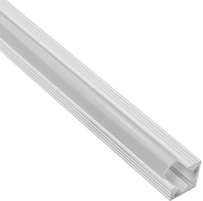 A19 LED Aluprofil weiß Eckprofil 90° für LED-Streifen mit Abdeckung 2m opal | Für sauber eingelegte LED-Streifen mit geschützter Führung und gleichmäßiger Lichtverteilung, Abdeckung opal