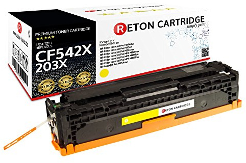 Reton Toner | 40% höhere Druckleistung | kompatibel mit 203X, CF542X gelb, für HP Color LaserJet Pro M281fdw, Pro M280nw, Pro M281fdn, Pro M254nw, Pro M254dw, Pro M254n