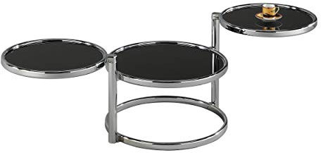 ASPECT Eterntity Glass Coffee Table with Swivel Motion, Chrome/Black, 58x50x43cm, CT11BK/CH