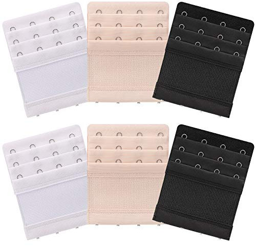 Akstore 6 Pieces Women's Soft Comfortable Elastic Bra Extenders Bra Extension Strap 4 Hook 3 Row Lady's Bra Extender Bra Band, Multicolors, One size
