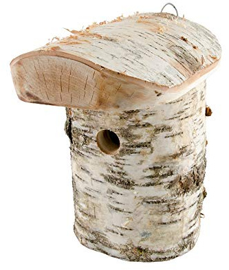 CJ Wildlife Nistkasten – aus Birkenstamm – Vogelnistkasten für Meisen – Einflugöffnung 28 mm – wetterfest – Holz FSC® 100%