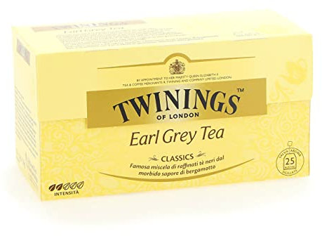 Twinings, Earl Grey Tea, Miscela di Tè Neri Selezionati con Aroma al Bergamotto, Gusto Morbido e Bilanciato, Infusi e Tisane, 12 Confezione da 25 Filtri