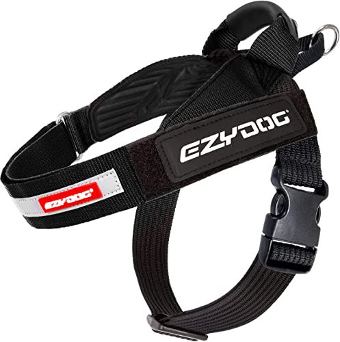 EZYDOG Express Hundegeschirr | Hundegeschirr für kleine, mittelgroße und große Hunde, abgewinkeltes, ergonomisches Design, geformter Griff, leicht zu lösende Seitenschnalle (XXL, Schwarz)