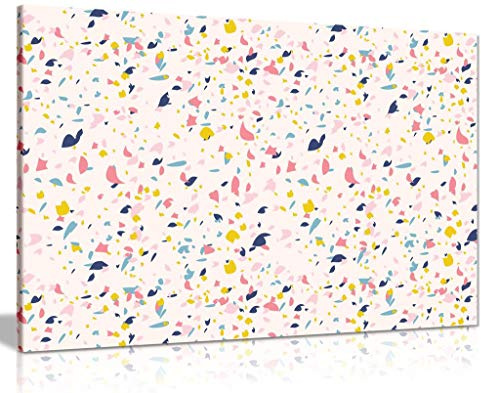 Pink Terrazzo Marble Pattern Fashion Canvas Wall Art Picture Print (24x16)