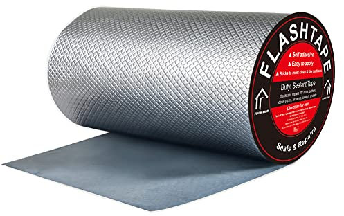 fowong Waterproof Tape, 300mm (W) x 5M (L) Butyl Sealing Repair Tape, Aluminum Foil Repair Tape for RV Roof/Awning Repair, Outdoor Equipment, PVC & Plumbing Pipes, EPDM Rubber Roof Patching