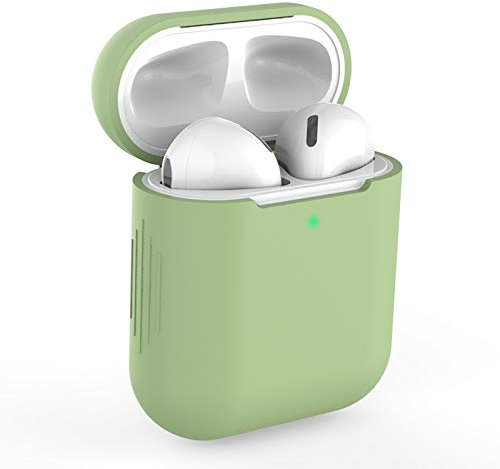 KOKOKA Custodia in Silicone Compatibile con AirPods 2 e 1, Silicone Protettiva Case Cover for Airpods 2 e 1, [LED anteriore Visibile] [Supporta la Ricarica Wireless] Match Green