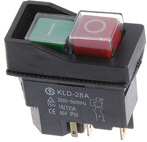 Imperméable Électromagnétique KLD-28 KLD-28A Bouton-poussoir Interrupteur de Sécurité Magnétique pour Trancheur Percer Vu 220V 4 Pins 5Pin Noir (KLD-28A (5Pins))