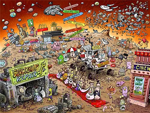 Jigsaw Puzzles For Adults - Chaos In Space - 1000 Piece Jigsaw Puzzles For Adults, Teens, Kids | Made In The UK | Recycled Puzzleboard | Funny Cartoon Puzzles