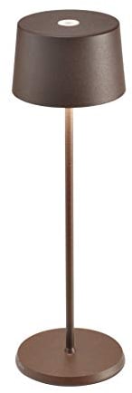 Zafferano Olivia Dimmbare LED-Tischlampe, IP65-Schutz, für Innen-/ Außenbereich, Micro-USB-Ladegerät, Höhe 35,5 cm, EU-Stecker-Corten
