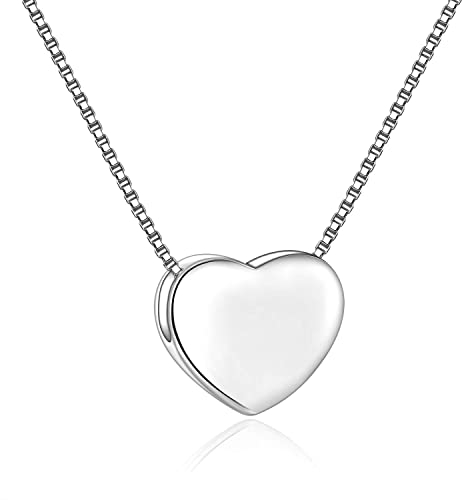 Candyfancy - Buchstaben Kette - Buchstabenkette Kette mit Buchstabenanhänger Silber Halskette Kettenanhänger Initialen Silberkette Damen 925 A-Z (Kette mit Herz)