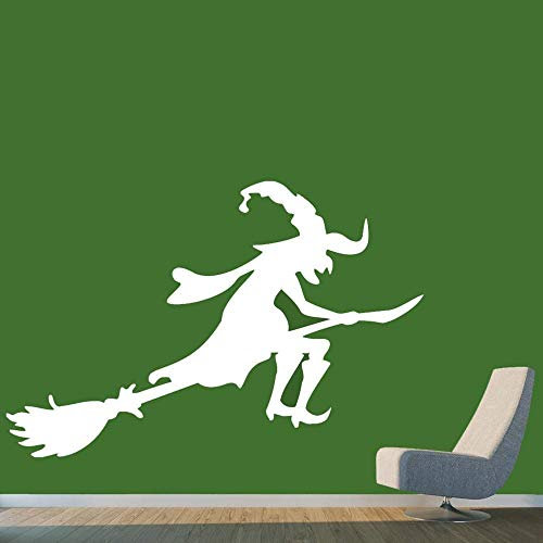 Witch On Broom Sabbath Wall Sticker Vinyl in Nursery Room Decoration Living Room Home Interior Design Sticker 36X57Cm