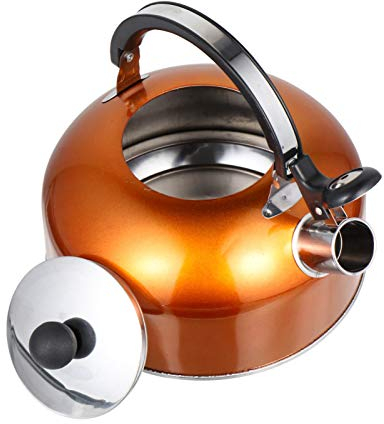 Cabilock Küchenzubehör Edelstahl Teekessel Herdplatte Pfeifen Teekessel mit Griff über Kaffeekessel für zu Hause Restaurant Hotel Orange Gie?en Teekessel