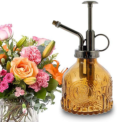 Regadera de Cristal flor 200ML,Regadera vaporizador Estilo Retro,Regadera vaporizador Planta Interior Exterior,Regadera Uno para Plantas Bonsai Flores Herramientas de Jardinería (07)