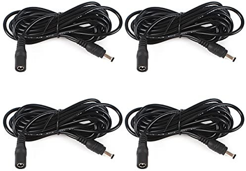 Haisheng 4Pcs Extension Cord, 5.5mm x 2.1 mm Extension Lead DC 12V Power Extension Cable Supply Adapter Electrical Cable Extender Cord Compatible with CCTV Camera Led Router Printer Audio Speaker