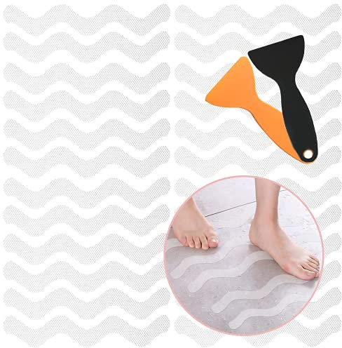 24 Piezas Pegatinas Antideslizantes BañEra, Pegatinas Antideslizantes Onduladas, Autoadhesivas Antideslizantes Pegatinas, Pegatinas de Ducha para BañEra, Escaleras, Ducha, Superficies Resbaladizas