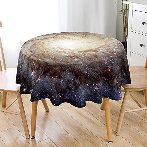 Hiseng Runde Bedruckte Tischdecke 3D Universum Milchstraße Druck Wasserdicht Antifouling Abwaschbar Multifunktions Polyester Tischtuch Outdoor Garten Küche Tischdecke (Whirlpool Sterne,180cm)