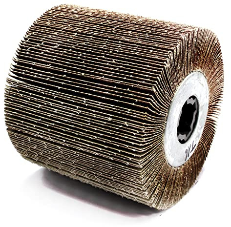 Fächerschleifwalze Lamellen Lamellenroller Körnung 120 Satinierwalze 120x100x19mm Schleifwalze Satiniermaschine Schleifrolle für Winkelschleifer