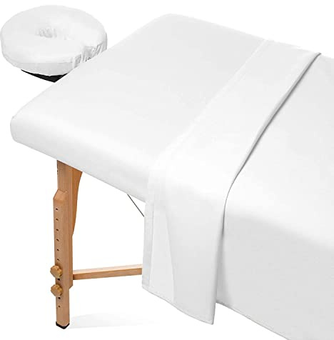 SASONCO 3-teiliges Mikrofaser-Massageliegen-Bettwäsche-Set, Premium-Gesichts-Bettbezug, inkl. Bettlaken und Spannbettlaken mit Bezug für das Gesicht (weiß)