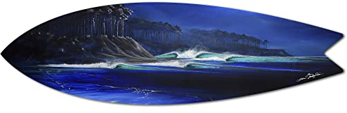 DECLINA Surfbrett aus Aluminium Blue Line, Wanddekoration, Surfbrett, Surfbrett, Deko, Druck auf Aluminium, 100 x 30 cm