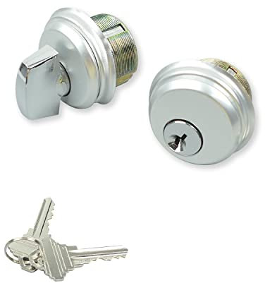 Storefront Door Lock Mortise Lock Commercial Door Cylinder Lock with Keys & Thumbturn Replacement Parts Silver
