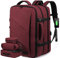 LOVEVOOK Reiserucksack Flugzeug, Laptop Rucksack für 17,3 Zoll, erweiterbar Handgepäck Rucksack für Herren Damen, groß 30L-40L Business Rucksack für Weekender Reisen Arbeit, Weinrot