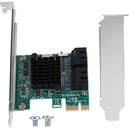 SATA PCIE Erweiterungskarte, 4-Port PCIE zu SATA 3.0 Erweiterungscontrollerkarte, Erweiterungskarte Passend für Windows XP/2003/Vista/Win7/Win8/Win10 (32/64 Bit)