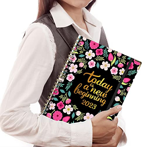 2023 Planer Hardcover, Büroplaner Notizbücher für die Arbeit, Wochenplaner Monatsplaner mit Notizen Seiten, Blumenmuster Zeitplan Tagebuch Aufzeichnung Schreibwaren Notizblock