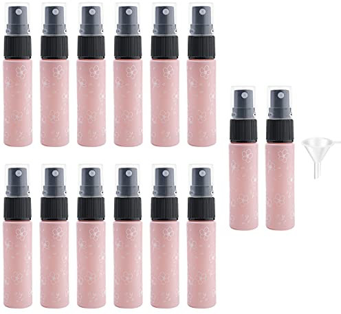 Newzoll 14 bottiglie spray vuote in vetro, 10 ml, per nebulizzazione fine, portatile, ricaricabile, per oli essenziali, da viaggio, colore: rosa