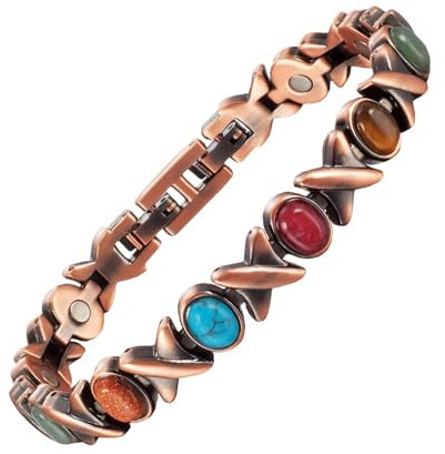 EnerCoppeX Bracelet de cheville magnétique pour femme 99,99 % cuivre pur 3500 Gauss Bracelet de cheville magnétique adapté pour les voyages et les fêtes (A)