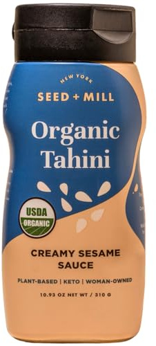 Seed + Mill - Tahini Sauce - Organic - Squeeze Bottle - Vegan, Kosher, Non-GMO, Keto, Paleo, Whole30, Gluten Free - Silky Smooth Texture - Great in Hummus, Dips, Dressings, & on Falafel - 10.93oz