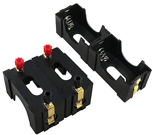 ZZLZX D-Cell Battery Holder 4PCS 72x40x50 mm / 2.83x1.57x1.96 Inches Series or Parallel Physical Science Plastic D Size Battery Case Physics D Battery Holder, Black