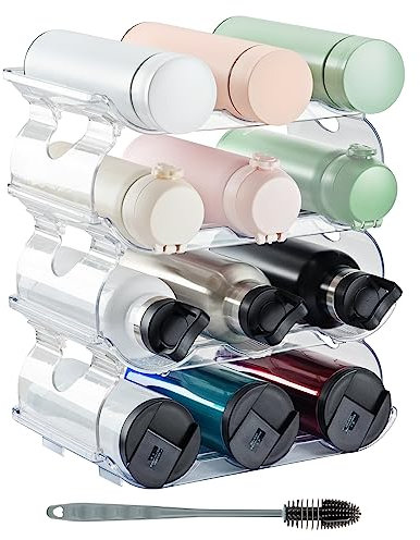 Jarkyfine Stapelbarer Flaschenhalter - Stapelbar Flaschenregal für Kühlschrank, Schrank, Vorratskammer Flaschen Organizer Küche Wasserflaschenhalter für Küchenarbeitsplatte 4er-Pack