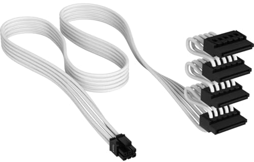 Corsair Cable de alimentación SATA tipo 5 (4 conectores), color blanco