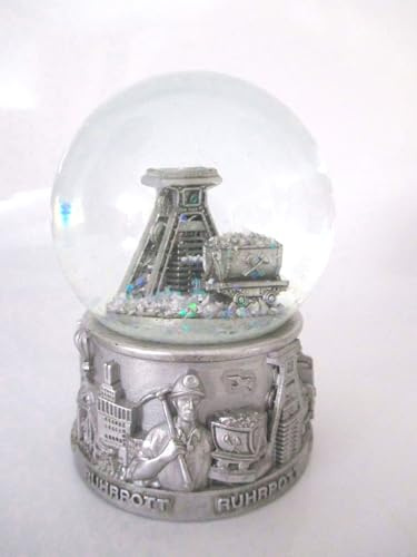 Schneekugel Ruhrpott Lore Bergbau Förderturm Zeche Glück auf Silber