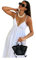 FRESQA Robe mi-Longue Blanche, Dos Nu, Sexy, sans Manches, col en V, Mode Femme, décontractée, Ample, Robe de Plage, Vacances, été, 2023